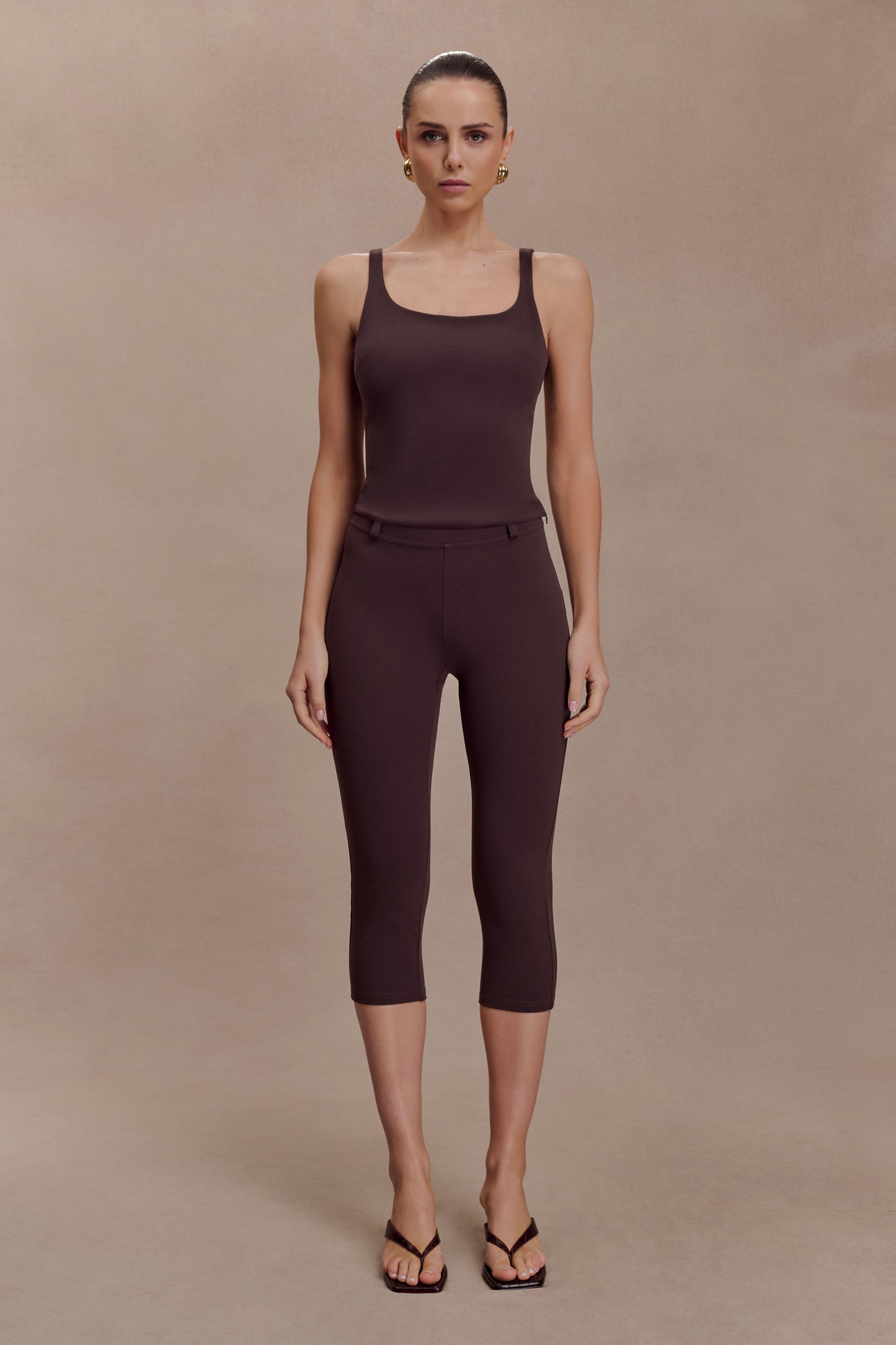 Blanca Stretch Crepe Cami Top - Chocolate
