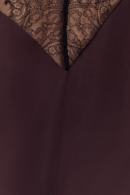 Regina Halter Lace And Satin Mini Dress - Chocolate