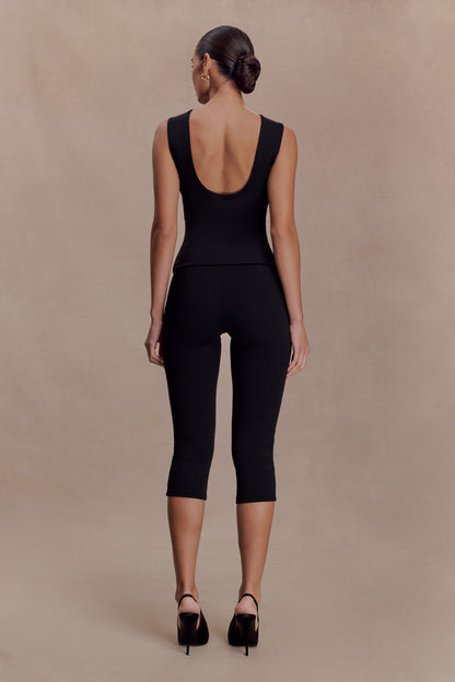 Kyra Open Back Scuba Crepe Top - Black