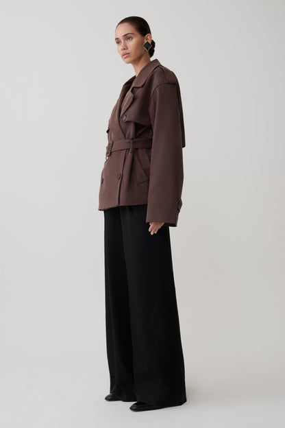 Alden Short Trench Jacket - Chocolate