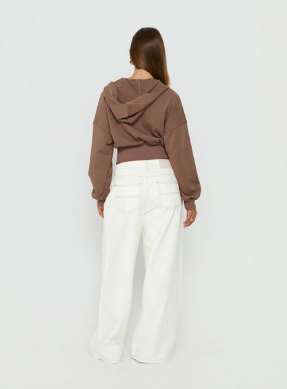Naylor Mid Rise Wide Leg Jeans Cream Petite