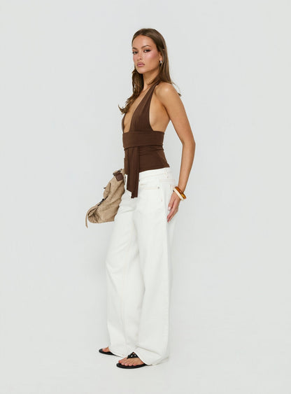 Tidal Wave Low Rise Straight Leg Jeans Cream