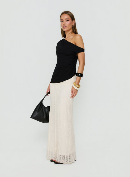 Katerine Ruched Lace Maxi Skirt Cream