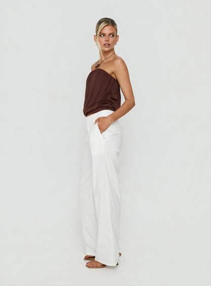 Two Lovers Linen Low Rise Pants White