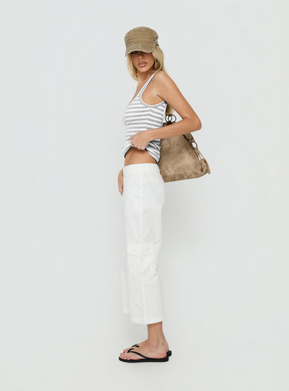 Indee Cropped Cargo Pants White