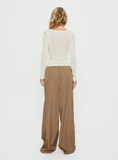 Romonda Drawstring Straight Leg Pants Khaki