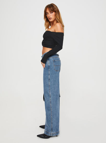 Jankins Low Rise Straight Leg Jeans Mid Wash