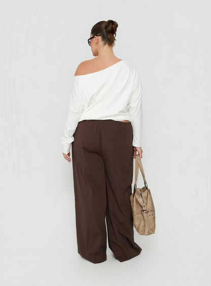 Lunea Concealed Waistband Pants Brown Curve