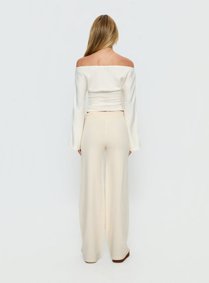 Felisha Low Waist Knit Pants White