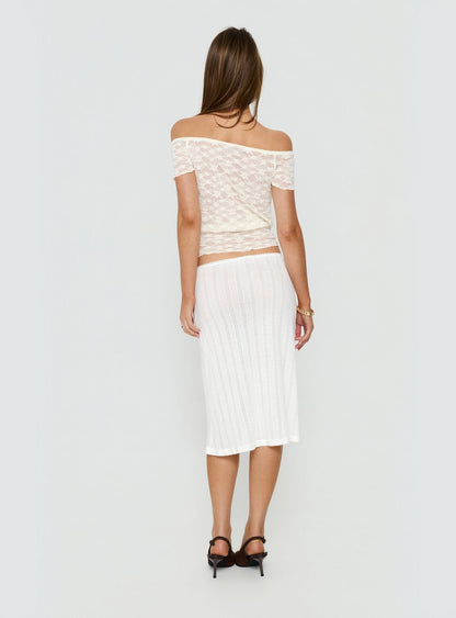 Coralyne Pointelle Midi Skirt White