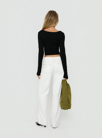 Penny Mid Rise Straight Leg Jeans White