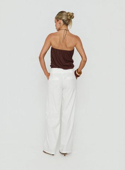 Two Lovers Linen Low Rise Pants White