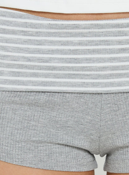 Susana Foldover Micro Shorts Grey Stripe