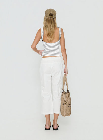 Indee Cropped Cargo Pants White