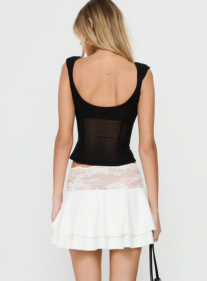 Kecia Lace Waistband Mini Skirt White