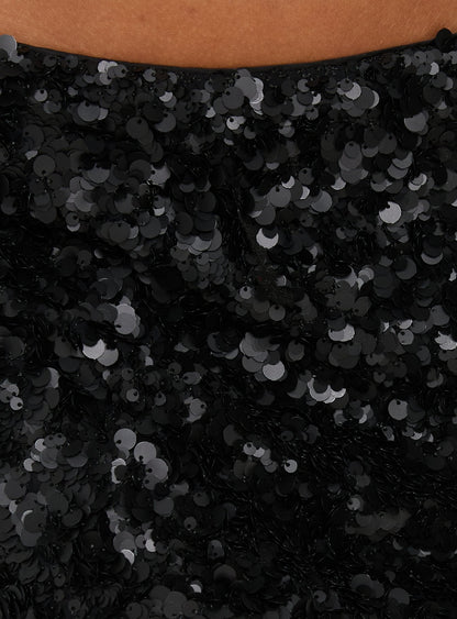 Leslay Sequin Mini Skirt Black