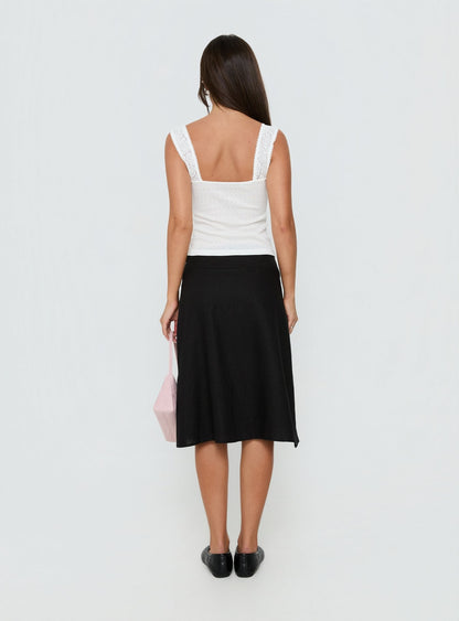 Such Delight Linen Midi Skirt Black