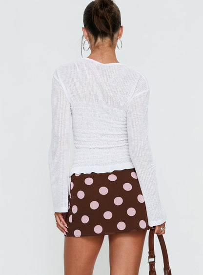 Adelaida Mini Skirt Brown / Pink Polka