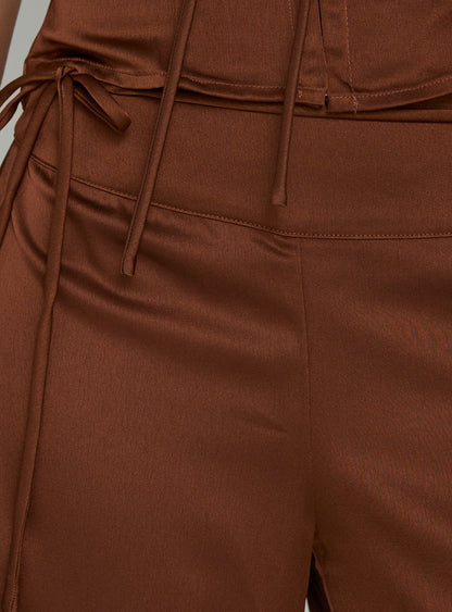 Aubrette Satin Tie Pants Chocolate