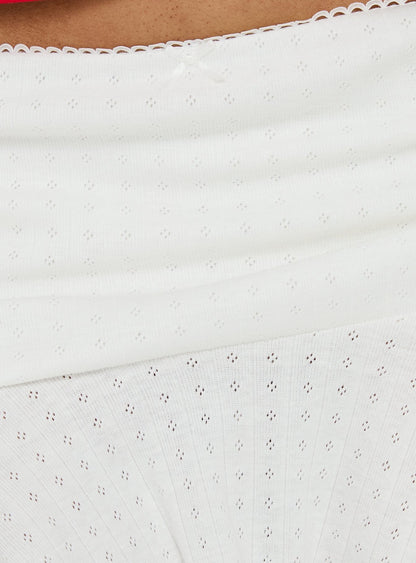 Elidia Pointelle Ruffle Mini Skirt White