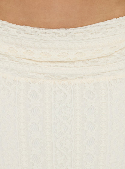 Katerine Ruched Lace Maxi Skirt Cream