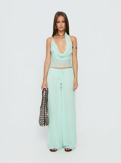 Distinction Chiffon Pants Aqua