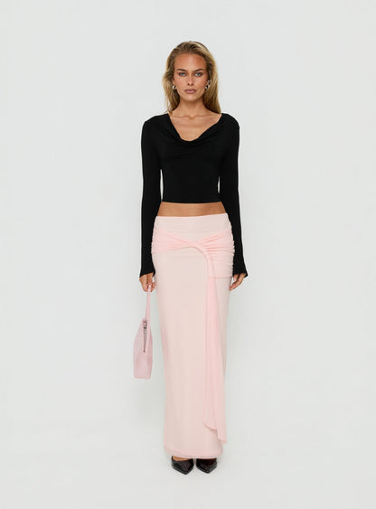 Isador Ruched Maxi Skirt Pink