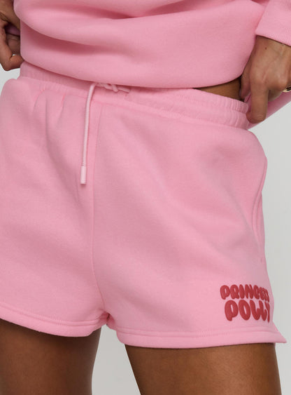 Princess Polly Sweat Short Bubble Text Pink / Red