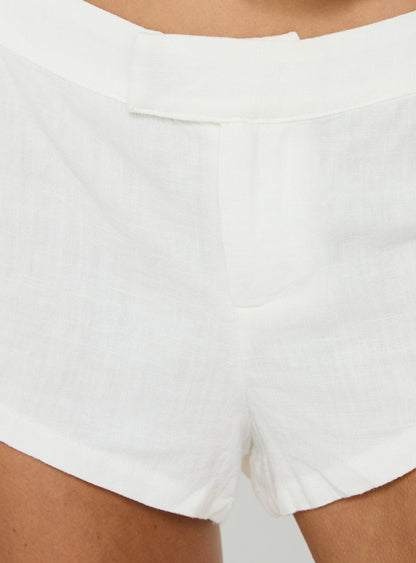 Ronney Linen Micro Shorts White