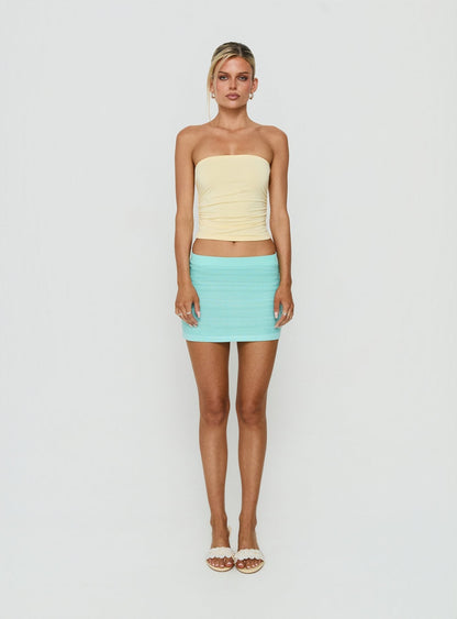 Qwin Knit Mini Skirt Aqua