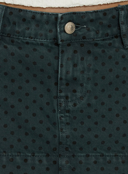 Warna Low Rise Denim Mini Skirt Polka Dot