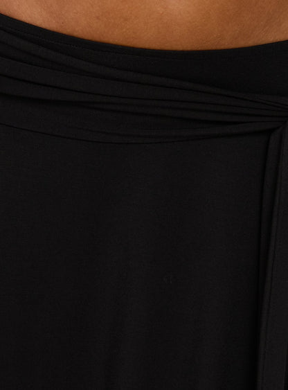 Soft Focus Tie Waist Midi Skirt Black
