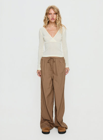 Romonda Drawstring Straight Leg Pants Khaki