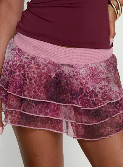 Ready To Party Frill Skort Pink Leopard