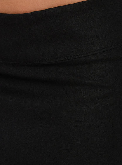 Such Delight Linen Midi Skirt Black