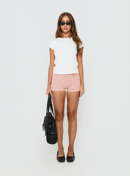 Fast Cars Micro Shorts Red Gingham