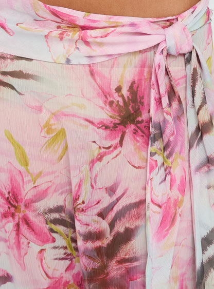 Karzi Chiffon Maxi Skirt Pink Floral