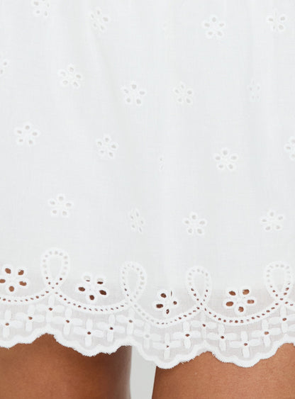 Tiriah Embroidered Mini Skirt White