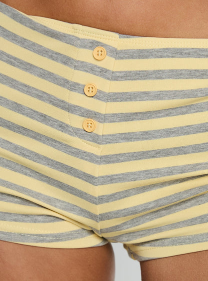 Azazel Button Detail Micro Boxer Shorts Yellow / Grey Stripe