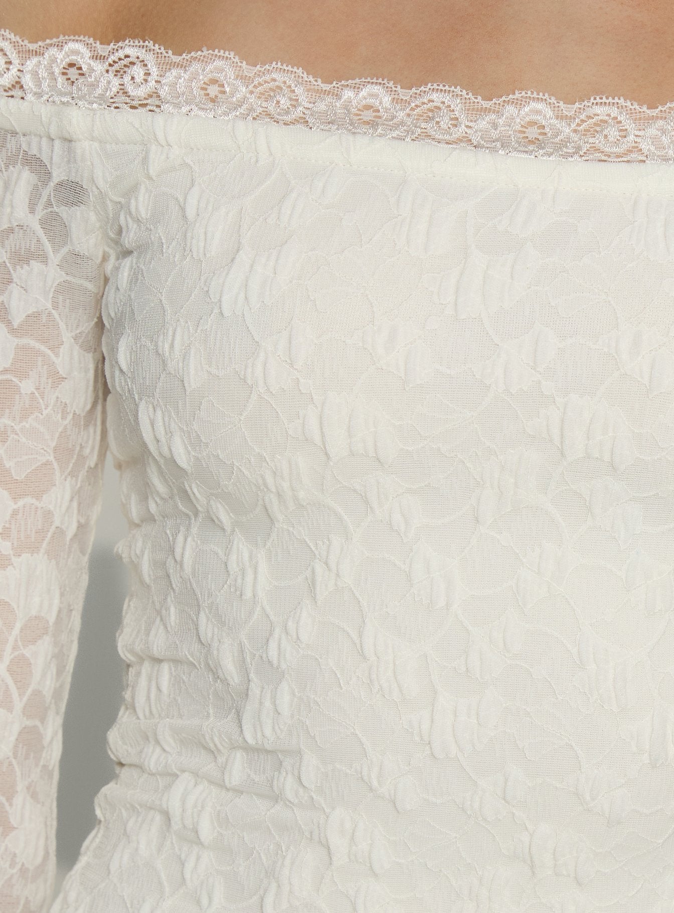 Avenues Long Sleeve Lace Mini Dress White
