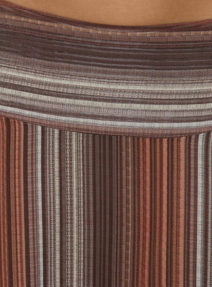 Massino Asymmetrical Midi Skirt Multi Stripe
