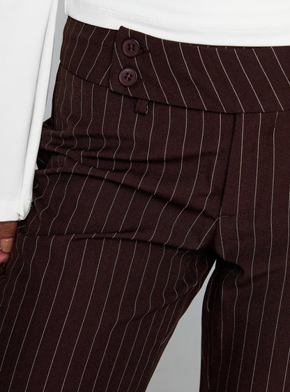 Kinkirk Flared Pants Brown Pinstripe