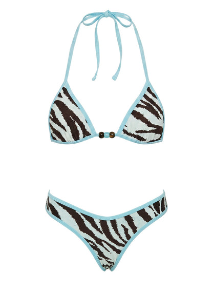 Cirene High Side Cheeky Bikini Bottoms Zebra / Blue