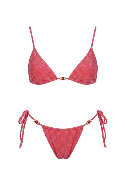 Ellery Triangle Bikini Top Red Shimmer
