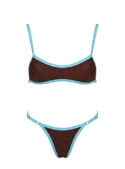 Jacopa Scoop Contrast Bikini Top Chocolate / Blue