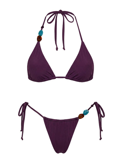 Nevaeh Beaded Triangle Bikini Top Purple