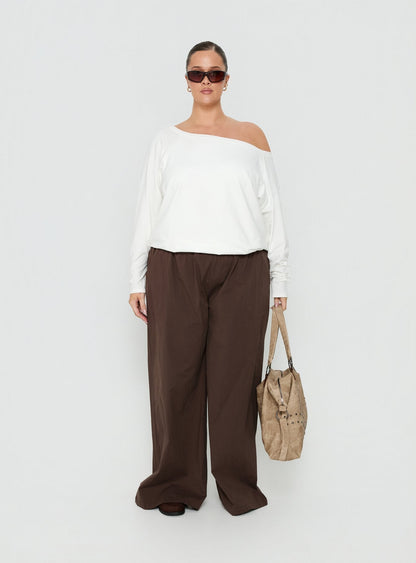 Lunea Concealed Waistband Pants Brown Curve