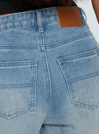 Naylor Mid Rise Wide Leg Jeans Light Blue Wash