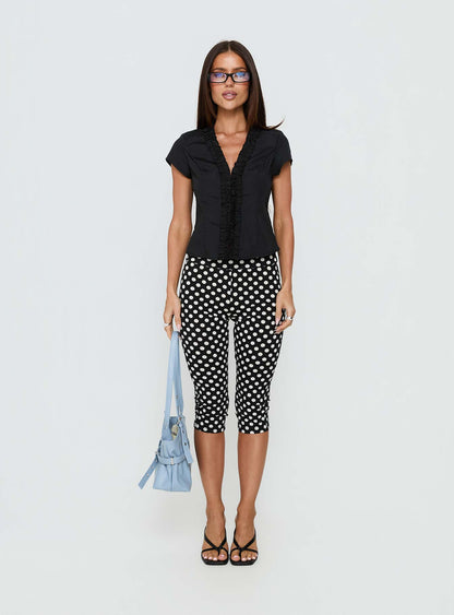 Isadonna Capri Pants Black Polka Dot
