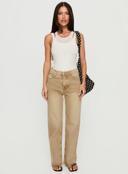 Fawcett High Rise Straight Leg Jeans Tan